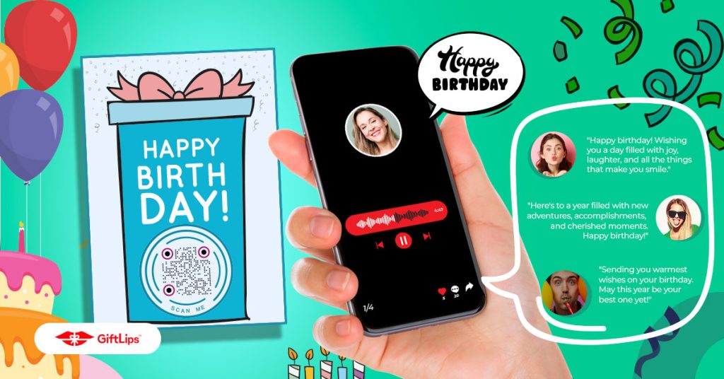 Birthday card with voice message