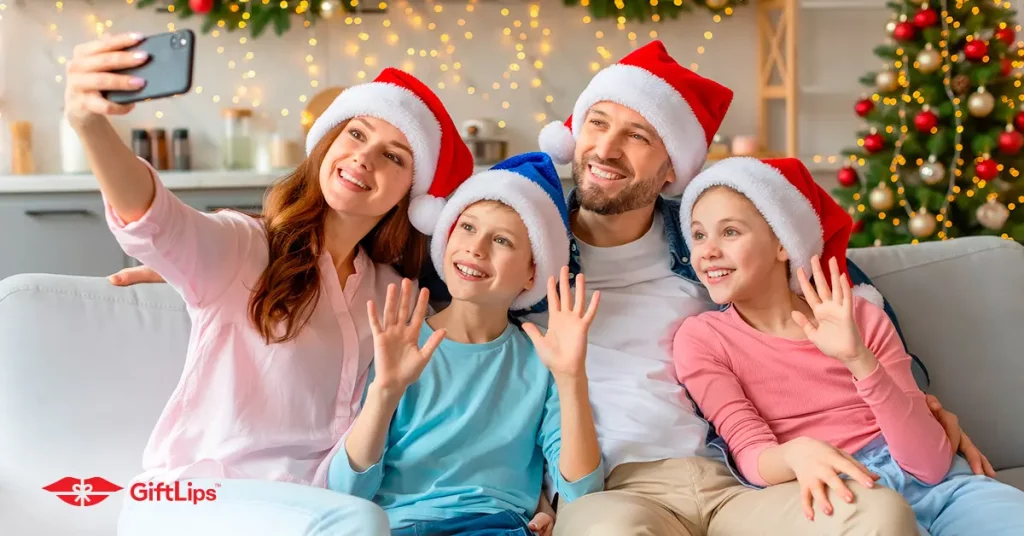 Family recording a video