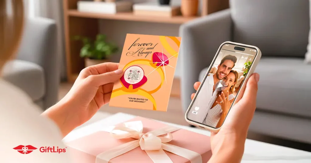 Woman holding an invitation card