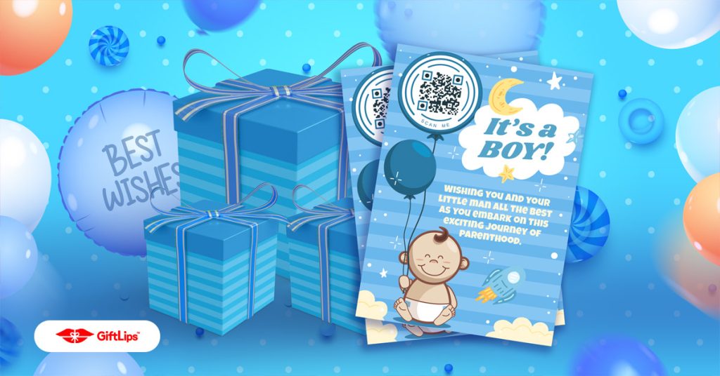 Baby shower card for boys