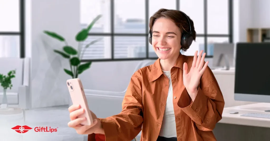 Employee recording video message.