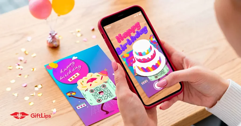 AR greeting card being scanned