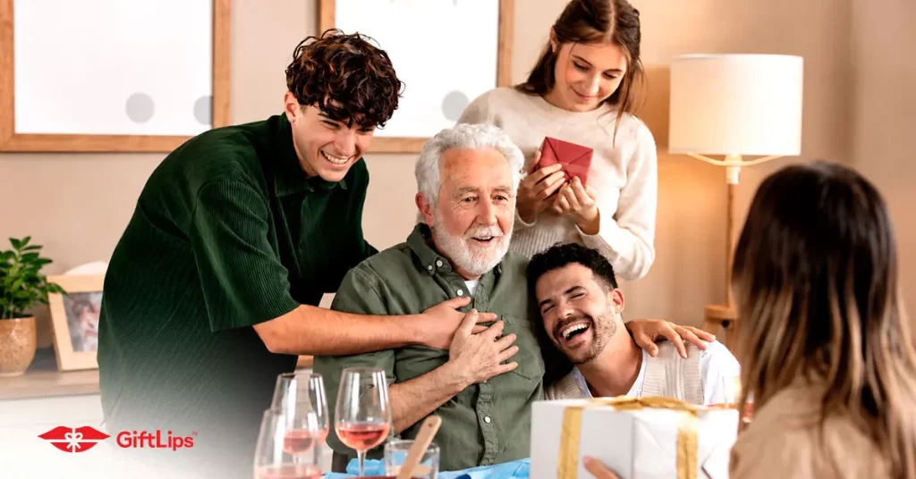Kids giving dad gifts